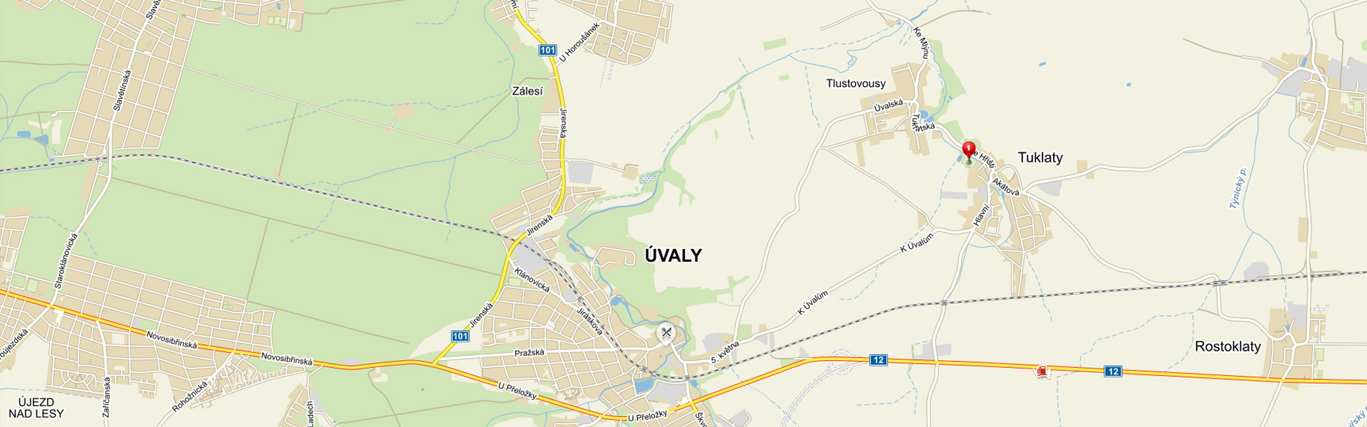 Mapa Čechie Tuklaty